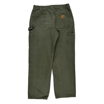 Carhartt Carpenter Trousers - 32W 31L Green Cotton | Size: 32″ waist