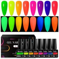 Glow in The Dark Gel Nail Polish Set, 8 Counts/set Neon Fluorescent Gel Nail Varnish, UV/LED Soak Off Nail Art Supplies for H...