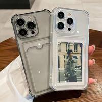 Fashion Clear Phone Cases with Card Slot, Anti-drop Cellphone Soft Case, Smartphone Accessories Compatible with iPhone 16 15 ...