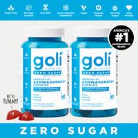 2 Bottles of Goli Zero Sugar Ashwagandha & L-Theanine, Vitamin D & Maca Gummies - KSM-66, Keto-Friendly, No Artificial Sweete...