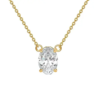 14K Gold Oval Moissanite Pendant Necklace For Women