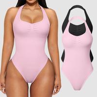 OQQfitness Womenswear Halter Neck Sexy Backless Basic Sleeveless Elegant Pleated Bodysuit for Summer 2025 Gym Wear Minimalist...
