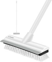 Floor Scrub Brush with Long Adjustable Handle Heavy-Duty Stiff Bristles Floor Scrubber 2-in-1 Deck Grout Brush for Cleaning S...