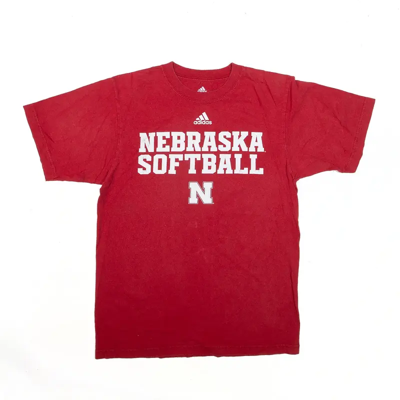ADIDAS Nebraska Softball Sports T-Shirt Red USA Short Sleeve Mens M