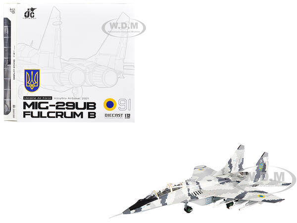 Mikoyan MiG-29UB Fulcrum-B Fighter Aircraft Vasylkiv Air Base Ukraine (2021) Ukrainian Air Force 1/72 Diecast Model by JC Win...