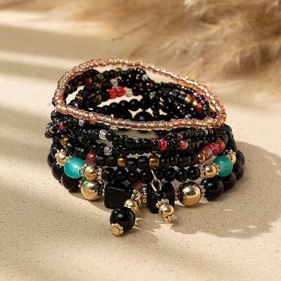 Bohemian Glass Beaded Stretch Bracelet Sets