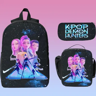 K-Pop Demon Hunters BlackĀ bag CollegeĀ backpackĀ forĀ school #Tik Tok Shop Back to School lunch bags everyday backpack lunch...