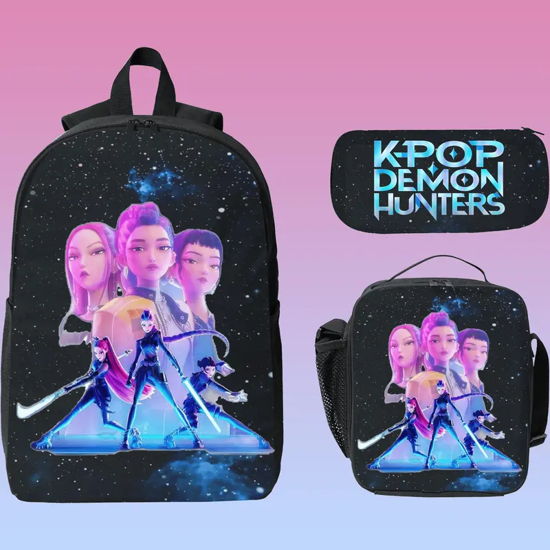 K-Pop Demon Hunters Black bag College backpack for school #Tik Tok Shop Back to School lunch bags everyday backpack lunch...