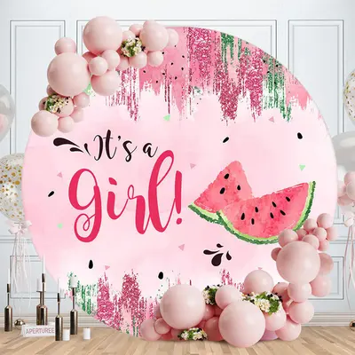 Aperturee Pink Its A Girl Watermelon Baby Shower Backdrop