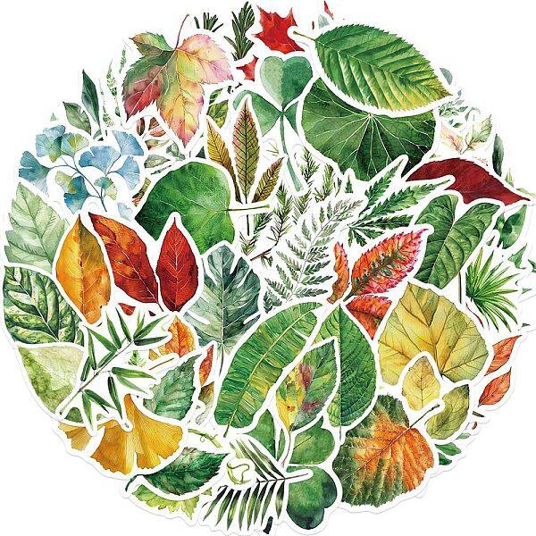 50Pcs PVC Self-Adhesive Leaf Stickers