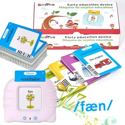Spanish & English Talking Flash Cards for Toddler, Bilingual Flash Cards Learning Montessori Toys with 224 Sight Words, Speec...