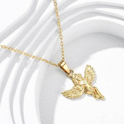 304 Stainless Steel Cupid Pendant Necklaces
