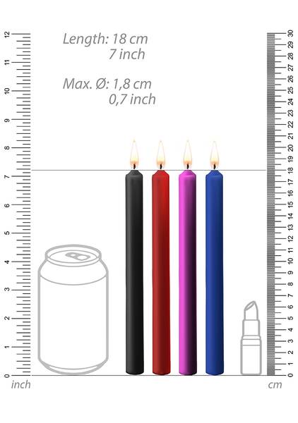 Teasing Wax Candles Large - Mixed Colors - 4-Pack