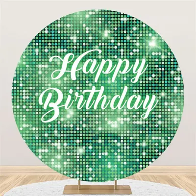 Green Sequin Bokeh Sparkling Round Birthday Backdrop - Aperturee