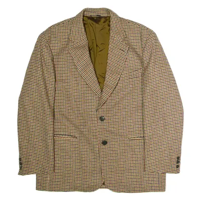 HURRAH Mens Blazer Jacket Beige Wool Houndstooth XL