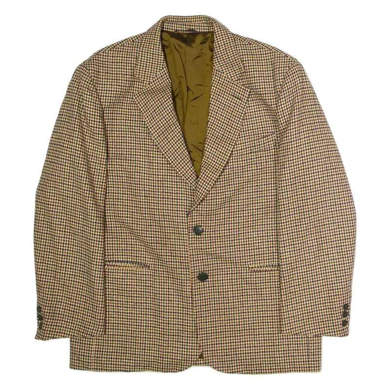 HURRAH Mens Blazer Jacket Beige Wool Houndstooth XL