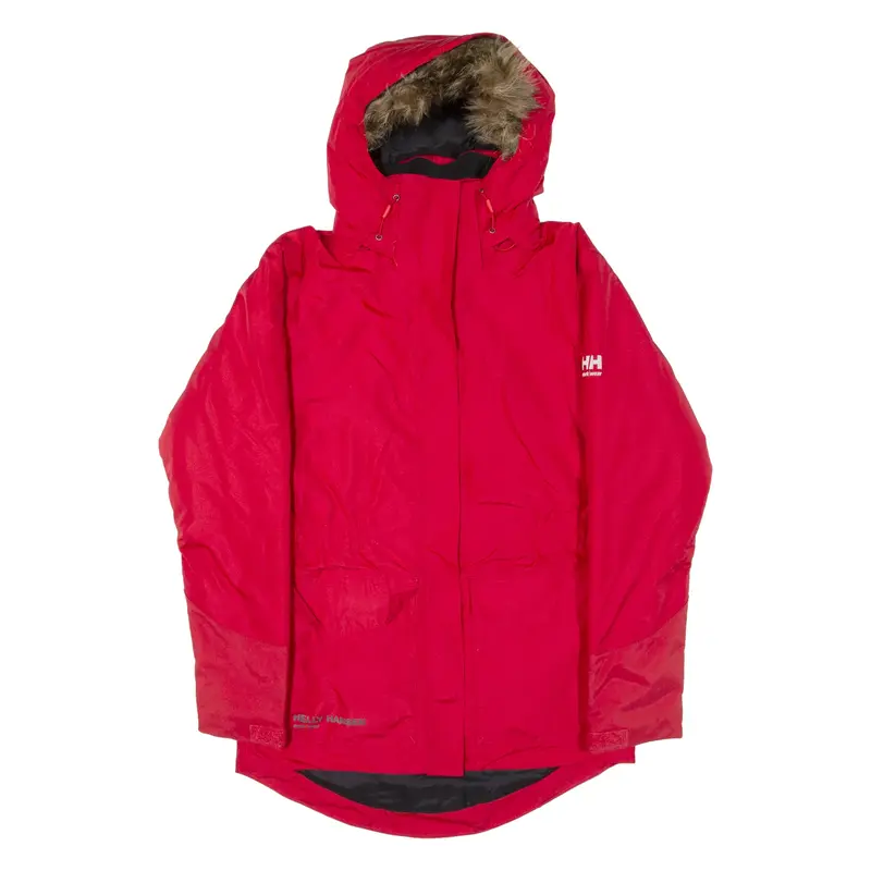HELLY HANSEN Insulated Workwear Womens Parka Jacket Red Hooded XS