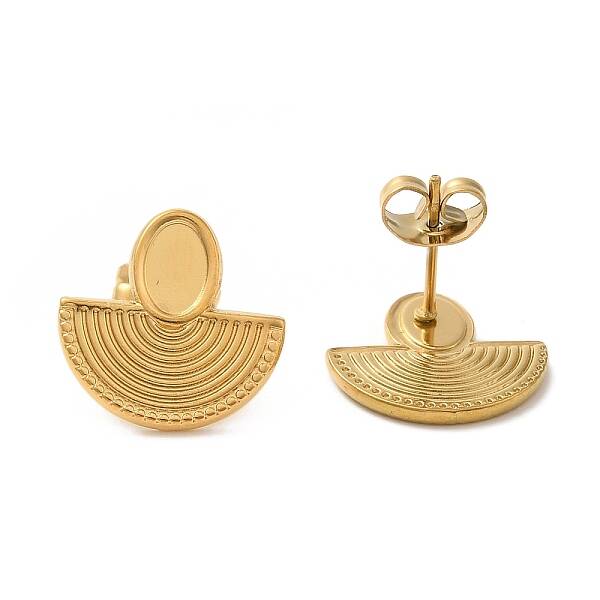 Ion Plating(IP) 304 Stainless Steel Half Round Stud Earrings