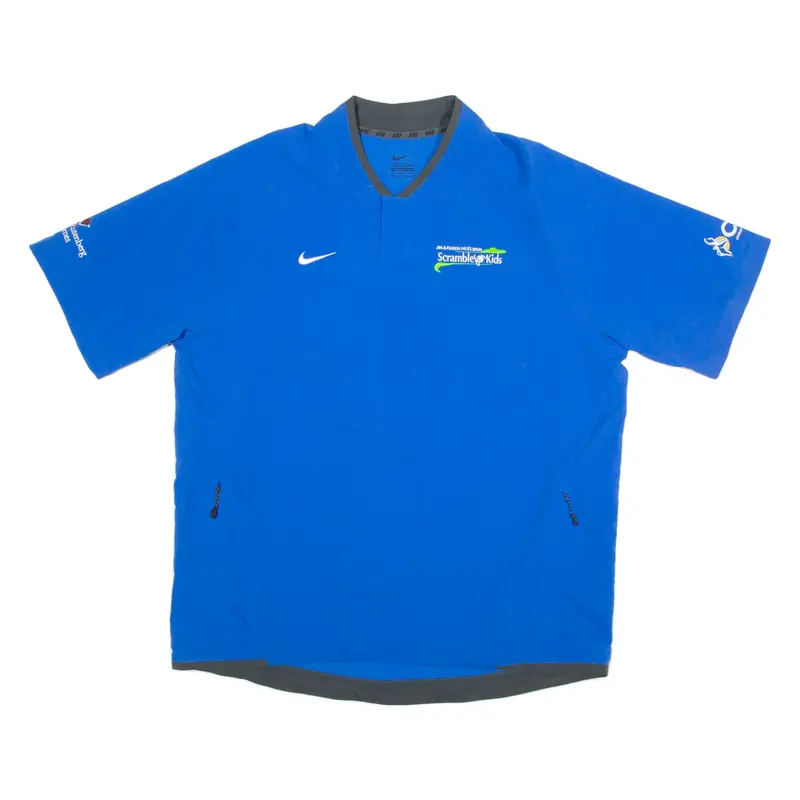 NIKE Scramble Kids Mens Sweatshirt Blue Button Neck XL