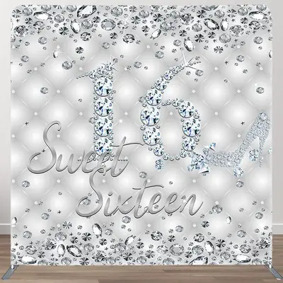 Aperturee Silver Diamonds Fabric Backdrop Cover for Birthday - Aperturee