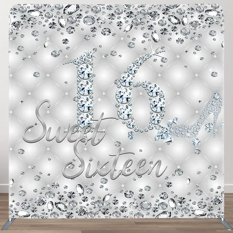 Aperturee Silver Diamonds Fabric Backdrop Cover for Birthday - Aperturee