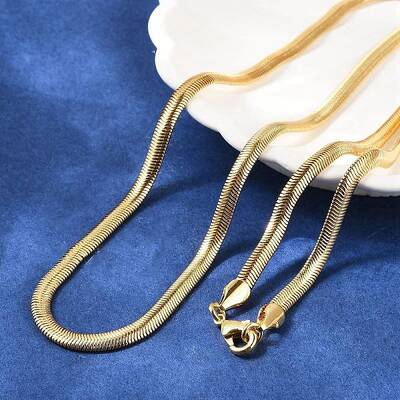 4mm Brass Flat Snake Chain Necklaces