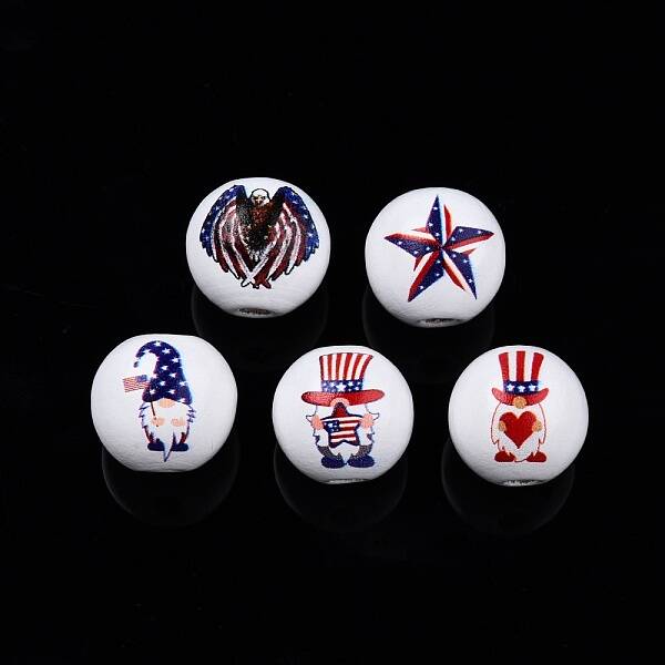 Independence Day Theme Printed Wooden Beads