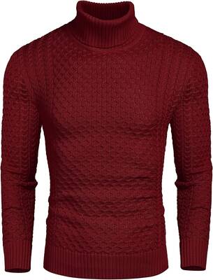 Slim Fit Turtleneck Twisted Sweater (US Only), Wine Red / M