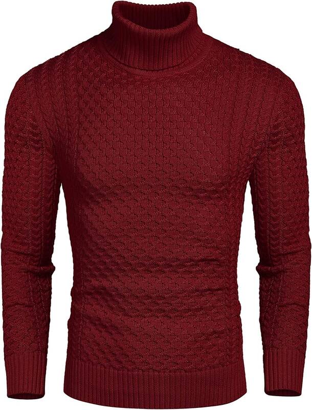 Slim Fit Turtleneck Twisted Sweater (US Only), Wine Red / M