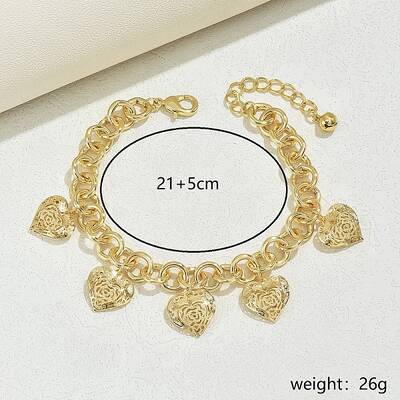 Hollow Heart Flower Charms Anklets
