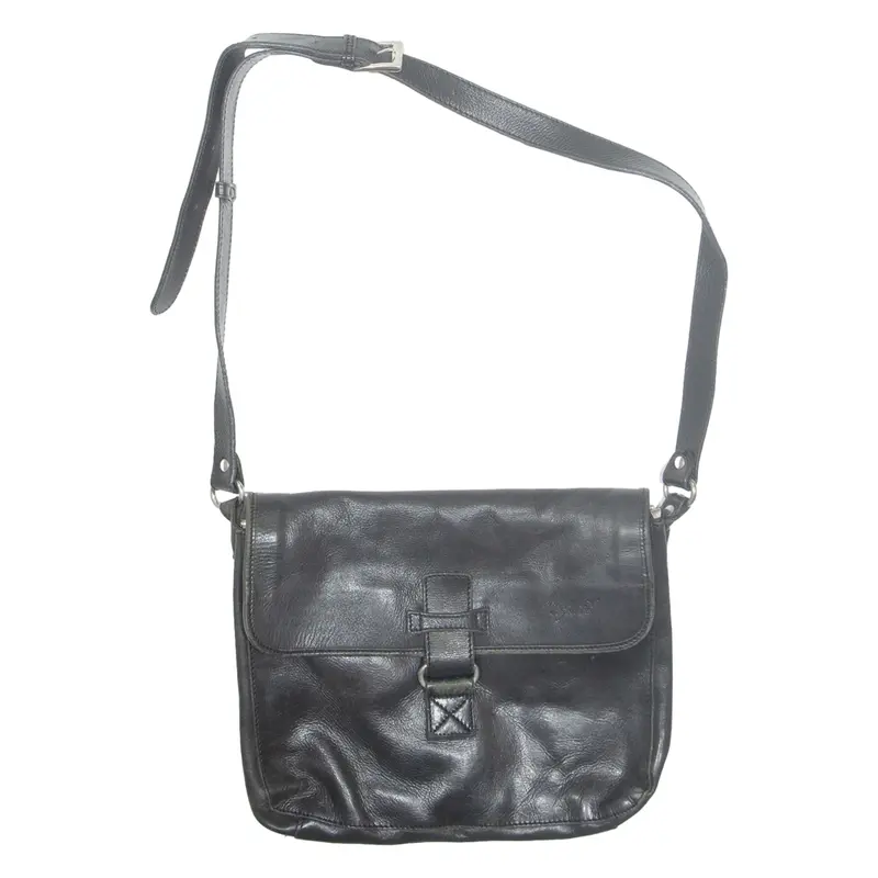 WILLY SPIRIT Mens Satchel Bag Black Leather
