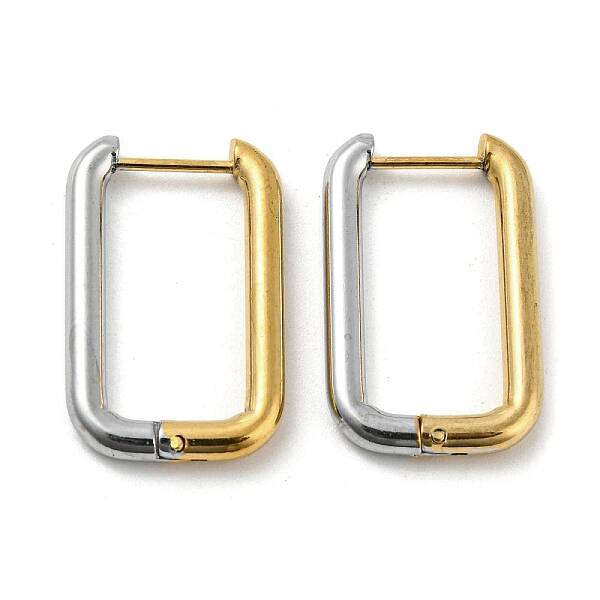 Two Tone 304 Stainless Steel Hoop Earrings