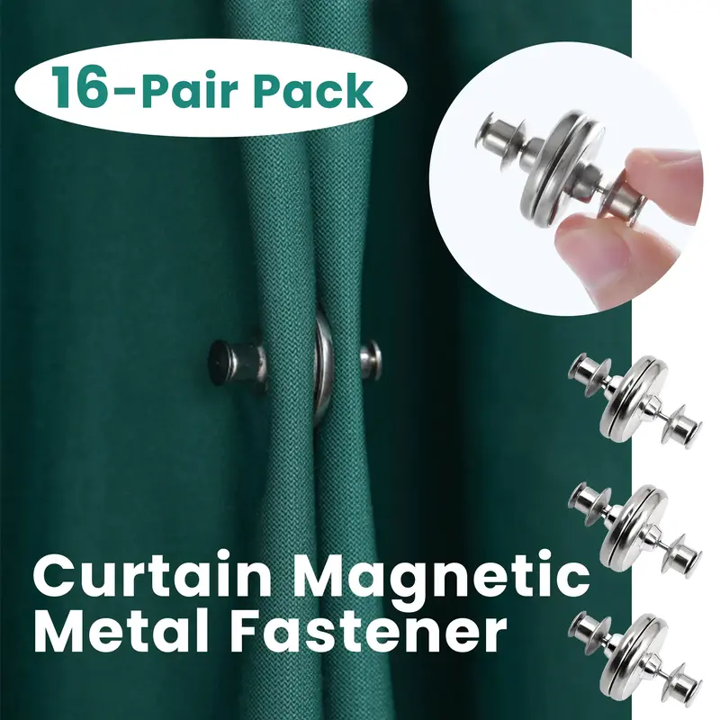 16 Counts Magnetic Curtain Clips,Magnetic Suction Closure Curtain Magnets Stop Light Infiltration Keep Curtain Closed for Hom...