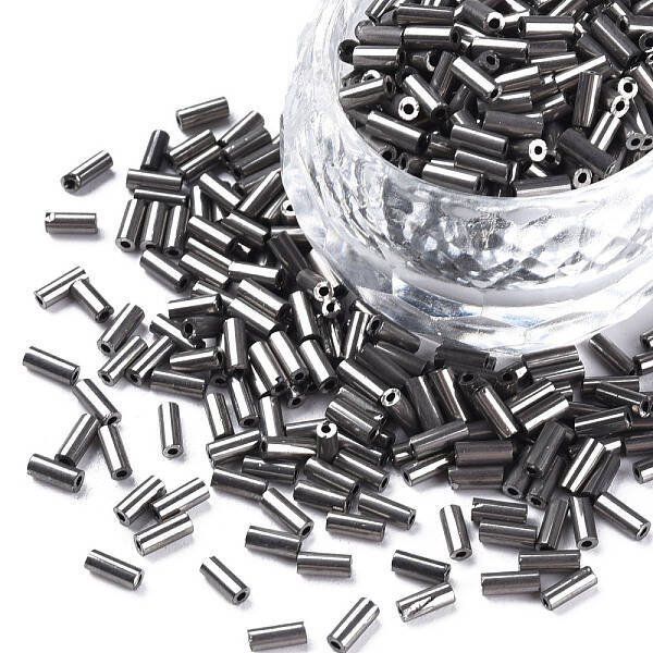 Metallic Colours Glass Bugle Beads