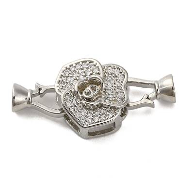 Brass Micro Pave Clear Cubic Zirconia Fold Over Clasps