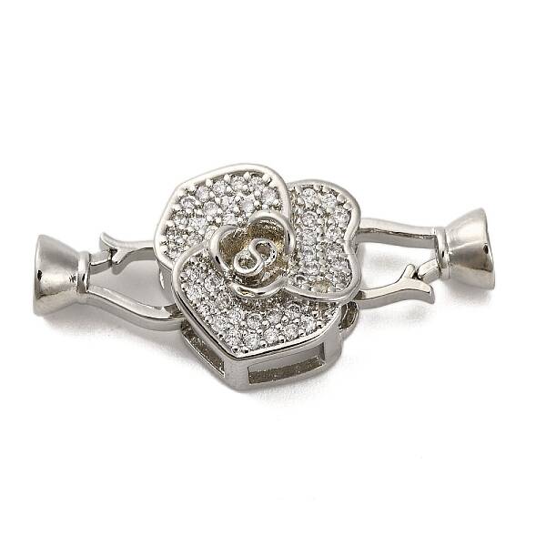 Brass Micro Pave Clear Cubic Zirconia Fold Over Clasps
