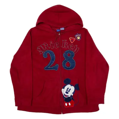 DISNEY Mickey Mouse Womens Red Hoodie Full Zip XL
