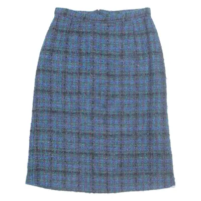 Womens Pencil Skirt Blue Midi Check M