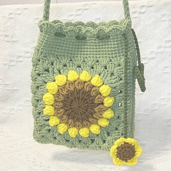 Sunflower Pattern DIY Crossbody Bag Knitting Kits for Beginners