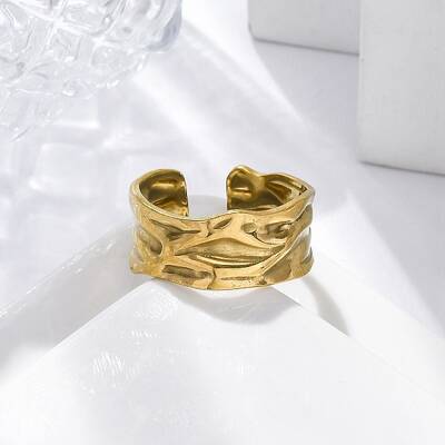 Hammered 304 Stainless Steel Open Cuff Rings