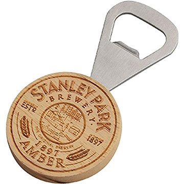 21 Promotional Wood Bottle Opener: Round Handle - Real Wood