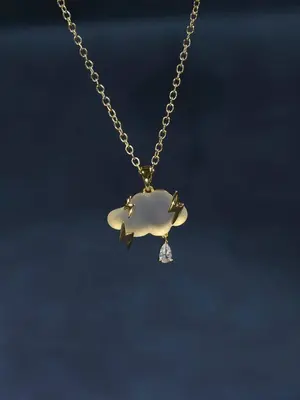 1 Piece Women's Elegant Cloud & Lightning Design Pendant Necklace, Rhinestone Decor Necklace for Party, Daily Clothing Decor ...