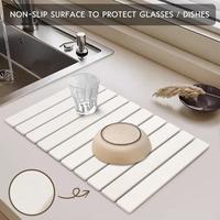 fast drying absorbent diatomaceous earth kitchen mat foldable eco friendly natural stone countertop drying mat non slip sink ...