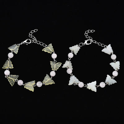 Butterfly Natural New Jade Beaded Bracelets for Girl Women