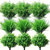 Artificial Plant, 9 Counts/set Outdoor Artificial Plant, Faux Plant for Home Garden Decoration, Decorative Plants for Home Ou...