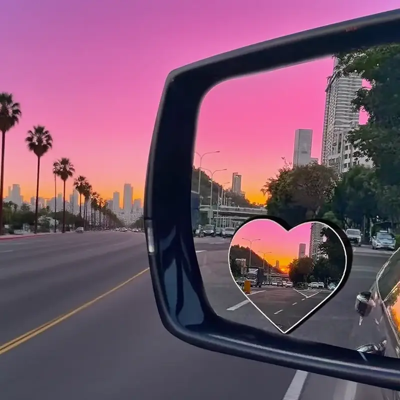2 Pack Heart-Shaped Blind Spot Mirrors | Wide-Angle Rearview Side Mirrors, Cute Frameless Stick-On Car Accessories for Women,...