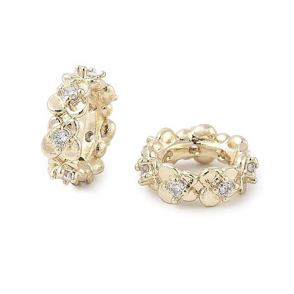 Brass Micro Pave Cubic Zirconia European Beads