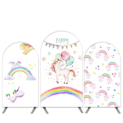 Aperturee Unicorn Rainbow Theme Pink And White Arch Backdrop Kit For Birthday | Wall Backdrop | Wedding Arch Backdrop | Chiar...