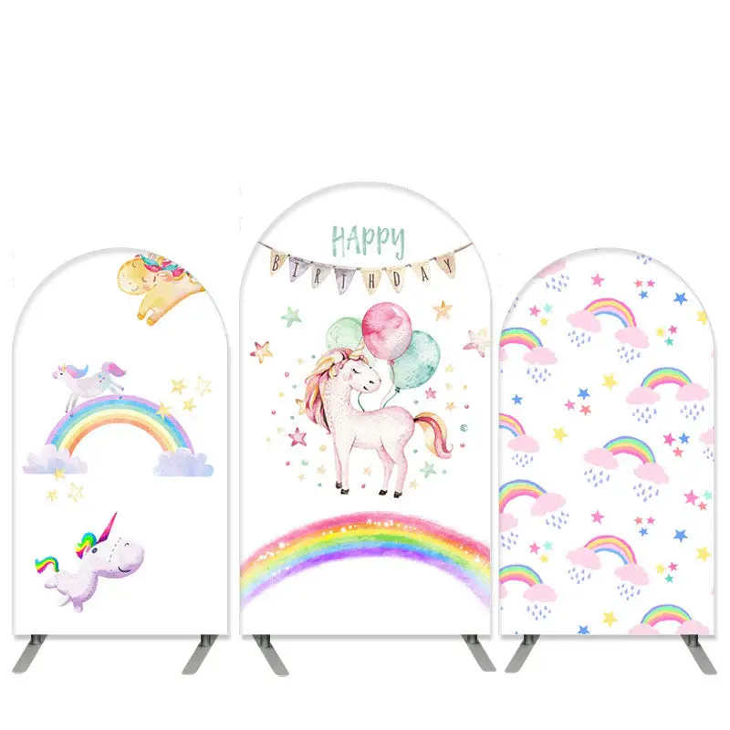 Aperturee Unicorn Rainbow Theme Pink And White Arch Backdrop Kit For Birthday | Wall Backdrop | Wedding Arch Backdrop | Chiar...
