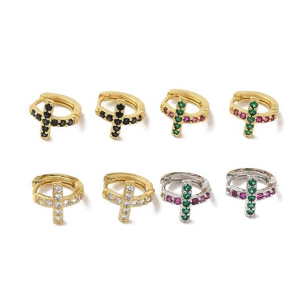 Cross Brass Stud Earrings